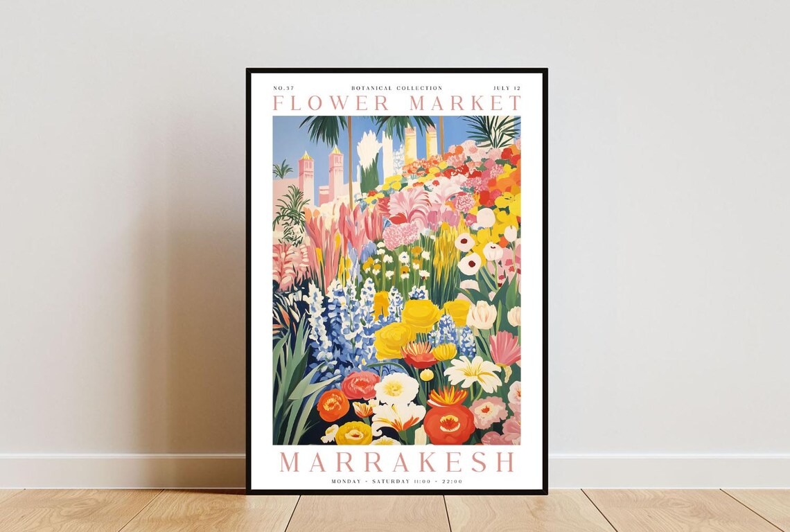 Marrakesh Flower Market Colorful Tropical Garden Blooms Poster