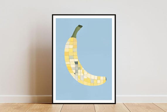 Disco Banana Poster Kitchen Print Banana Wall Art Fruit Poster Banana Print Kitchen Art Kitchen Poster Fruit Print Disco Fruit Print