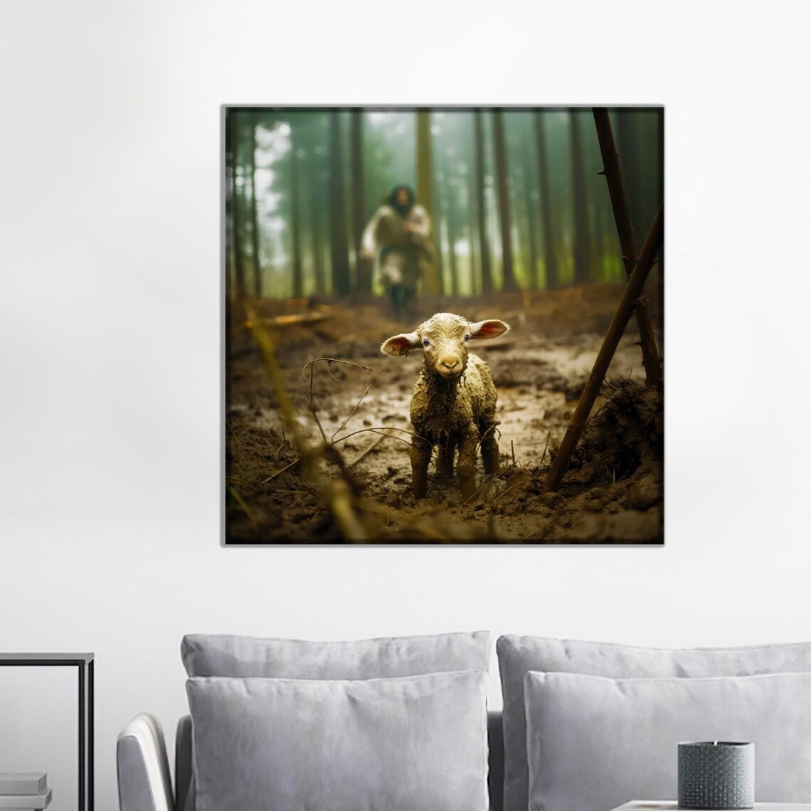 Baby Lamb Photography Print, Rustic Farmhouse