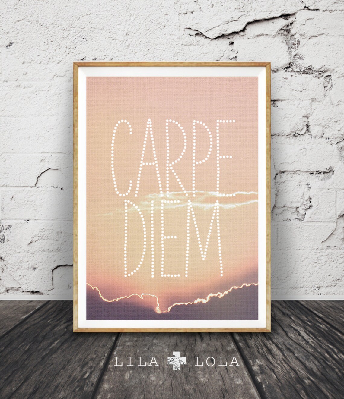Carpe Diem Peach Coral Inspirational Art Print