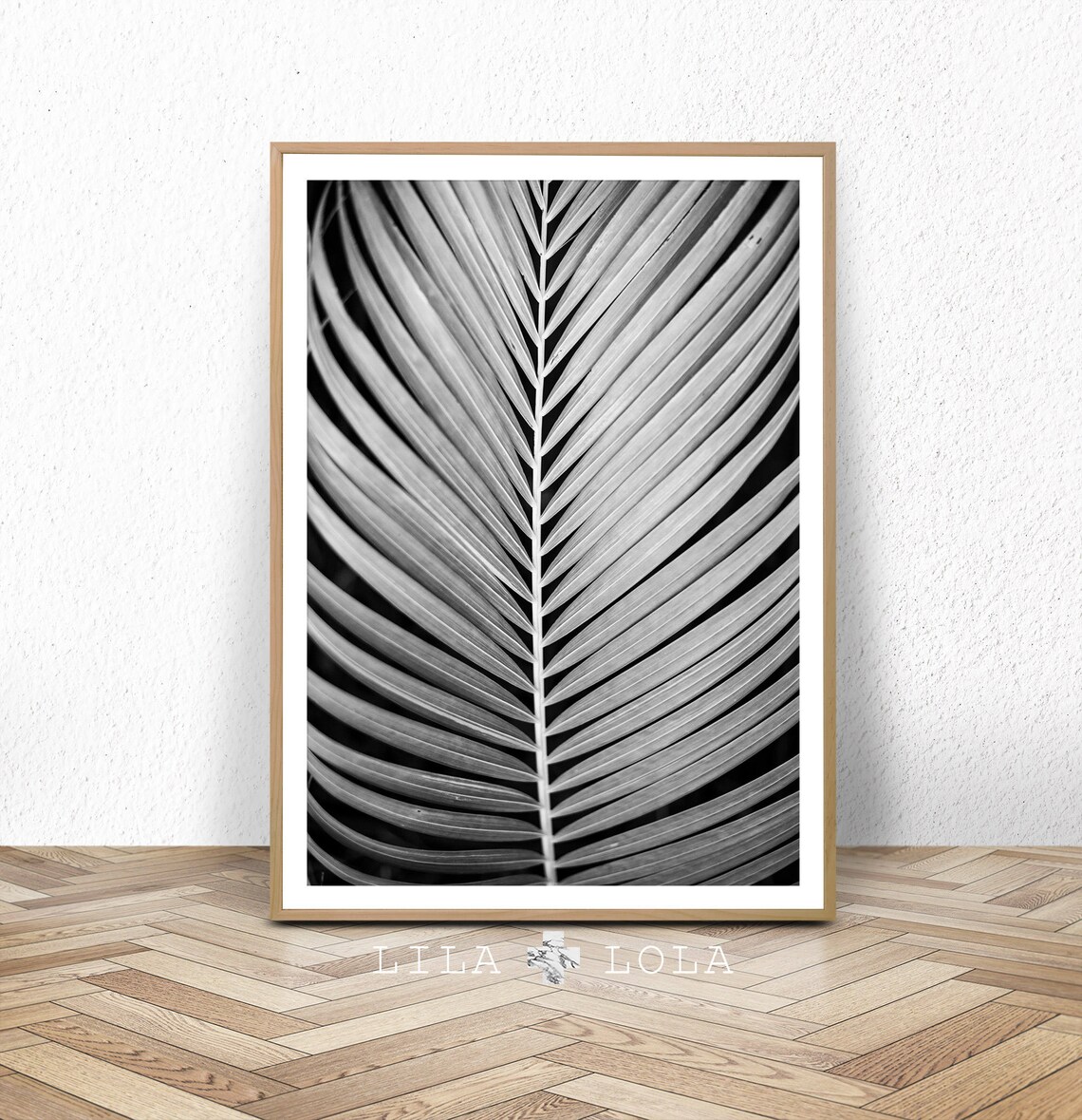 Black And White Palm Leaf Minimalist Tropical Art Print