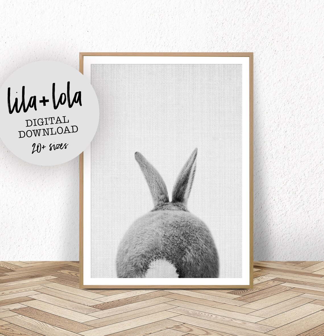 Bunny Tail Nursery Art Print, Black And White Rabbit