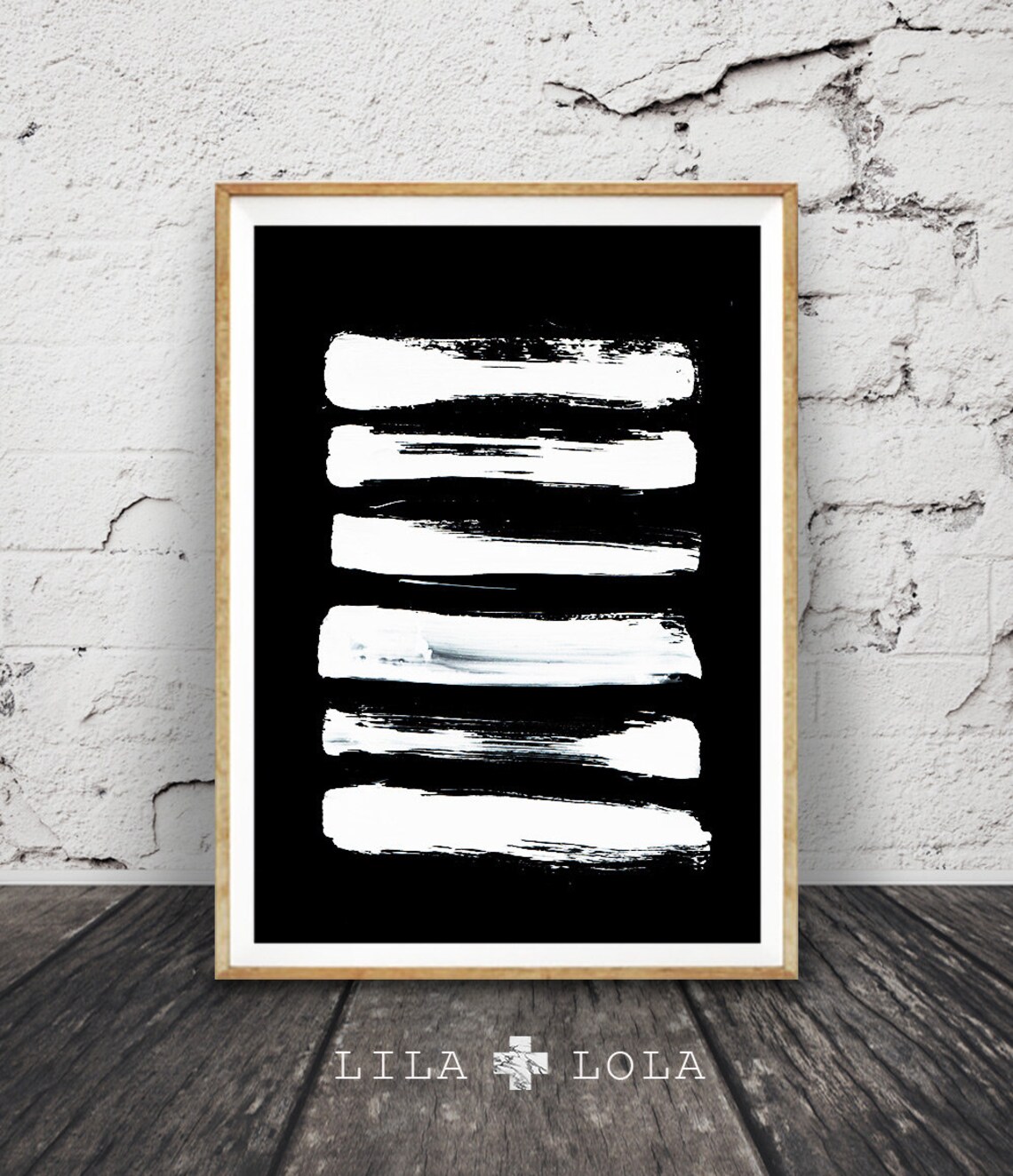 Black And White Brush Stroke Abstract Art Print