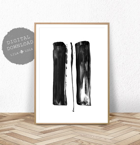 Black And White Abstract Brush Strokes Art Print