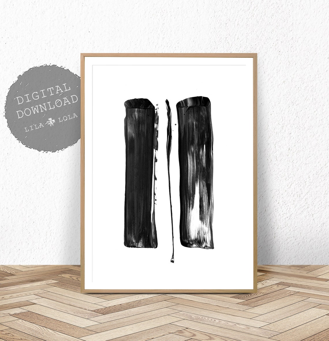 Black And White Abstract Brush Strokes Art Print