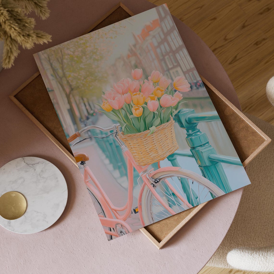 Pastel Bicycle Art Print, Amsterdam Tulips - Image 4