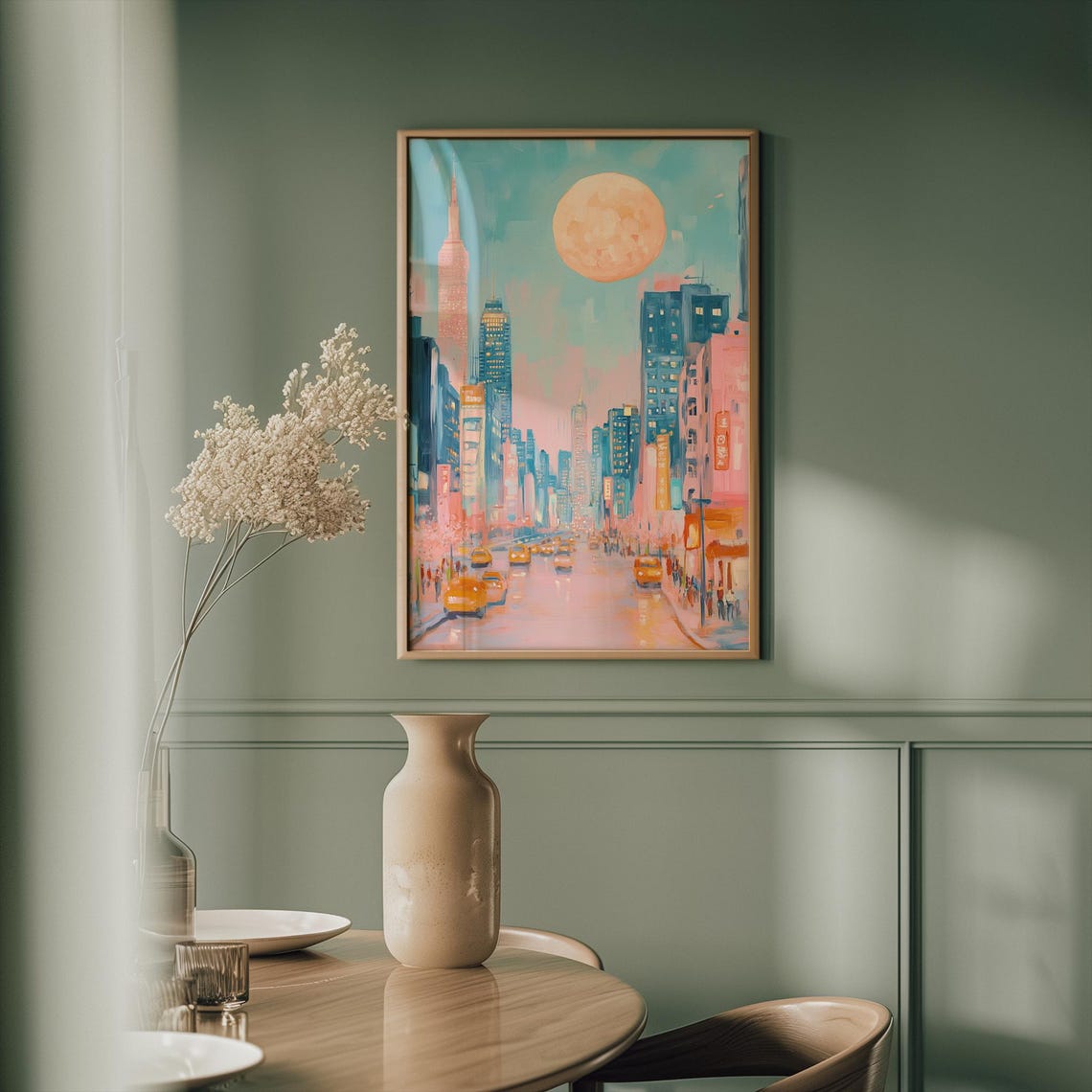 Pastel New York City Skyline, Whimsical Nursery Decor - Image 3