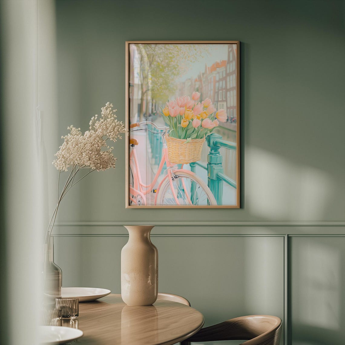 Pastel Bicycle Art Print, Amsterdam Tulips - Image 3