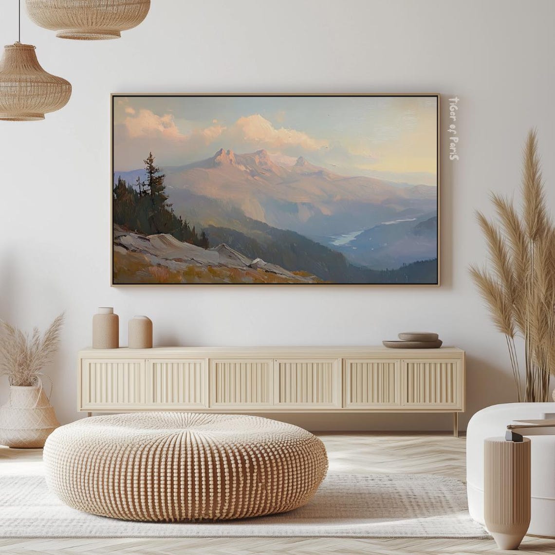 Frame Tv Art Snowy Mountain Oil Painting For Frame Tv Serene Landscape Art Nature Wall Decor 169 - Image 2