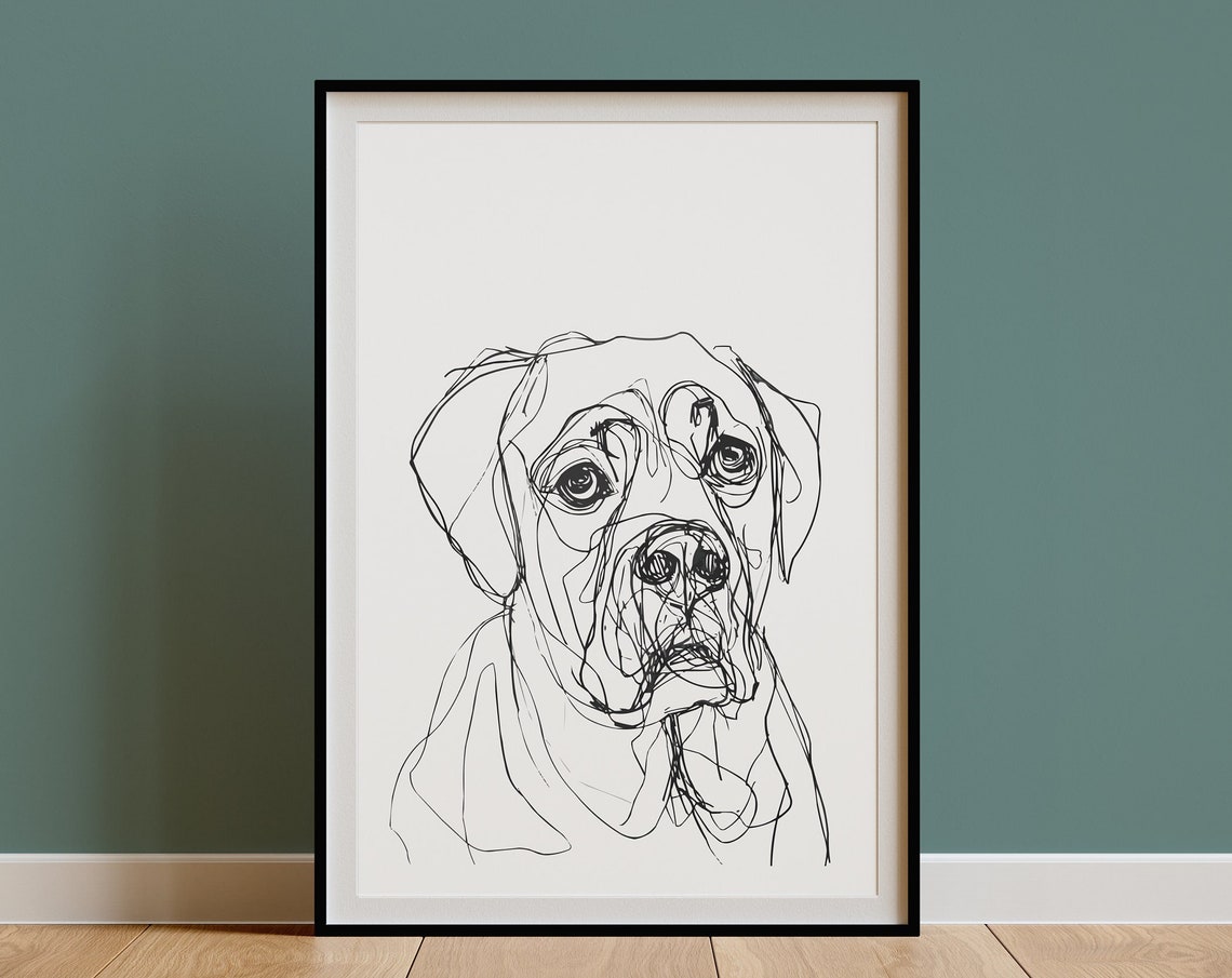 Saint Bernard Head Portrait Expressive Loose Sketch Line Art Poster - Image 3
