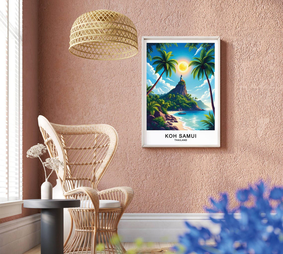 Koh Samui Thailand Tropical Beach Palm Trees Buddha Hill Sun Poster - Image 2