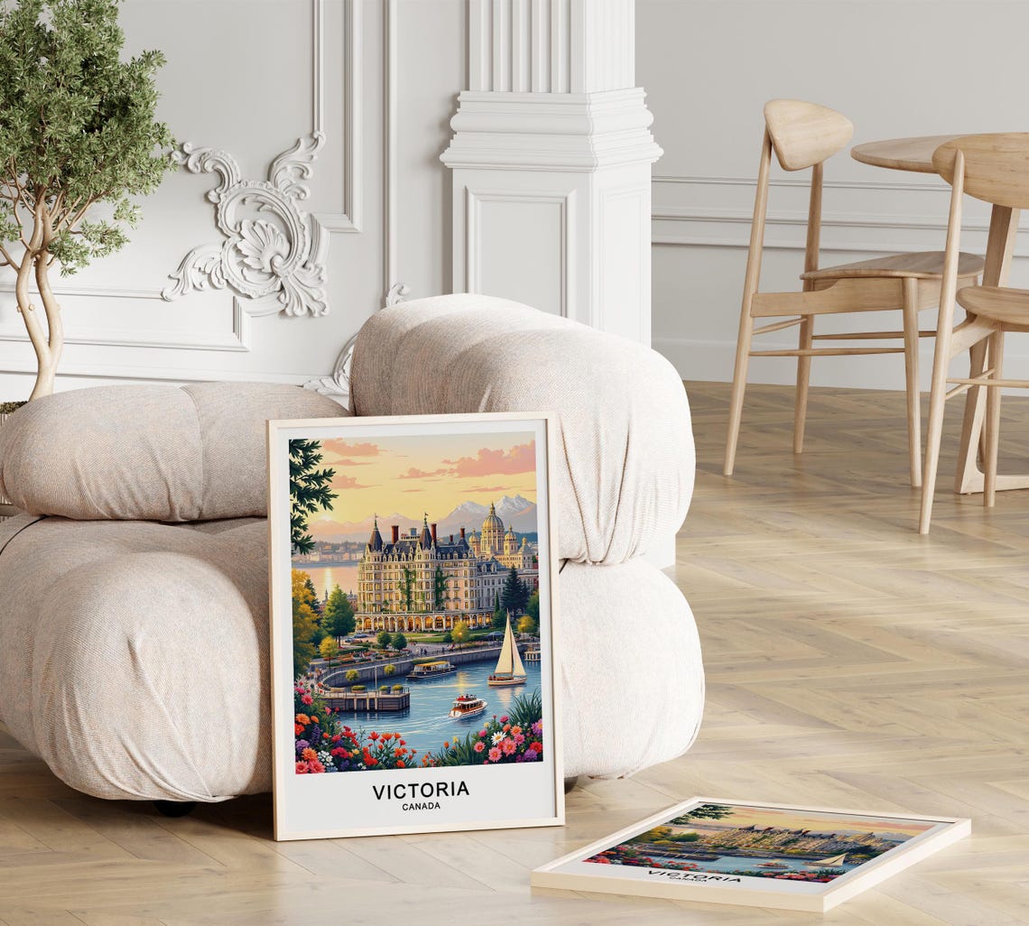 Victoria Canada Waterfront Grand Hotel Sailboats Sunset Poster - Image 3