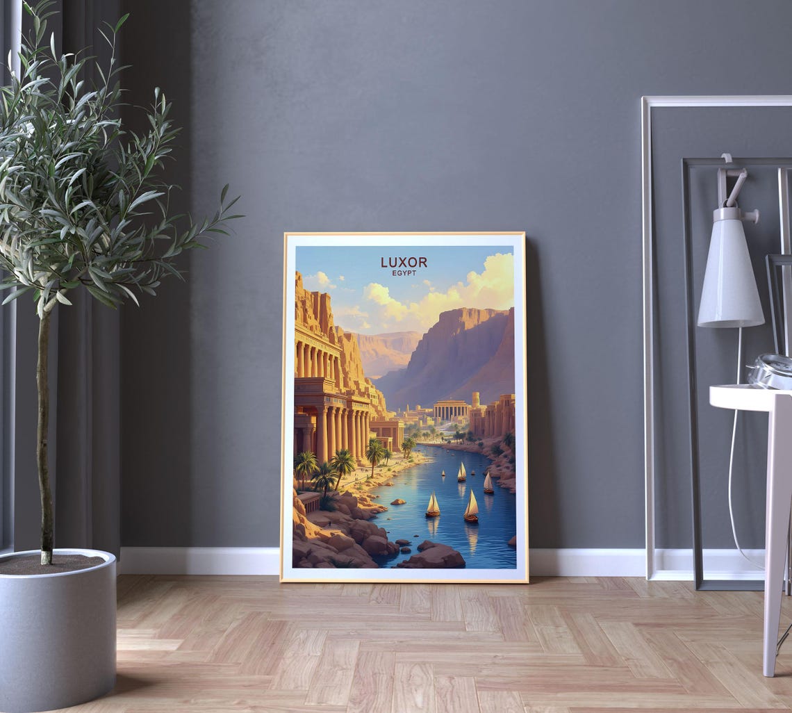 Luxor Egypt Travel Poster Temples Nile River And Ancient Ruins Wall Art Gift Poster - Image 5