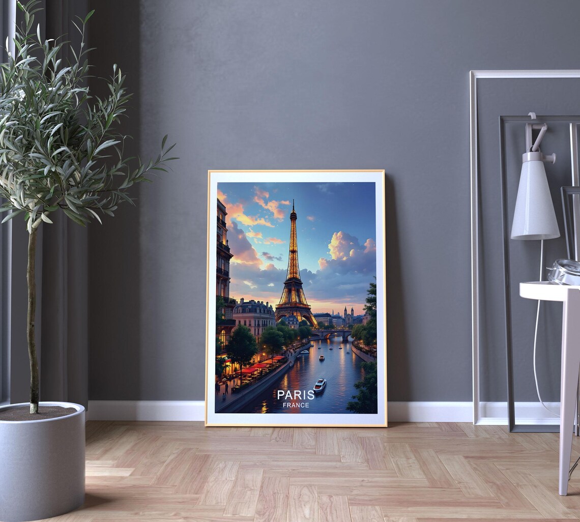 Paris Travel Poster, Eiffel Tower and Seine River - Image 5