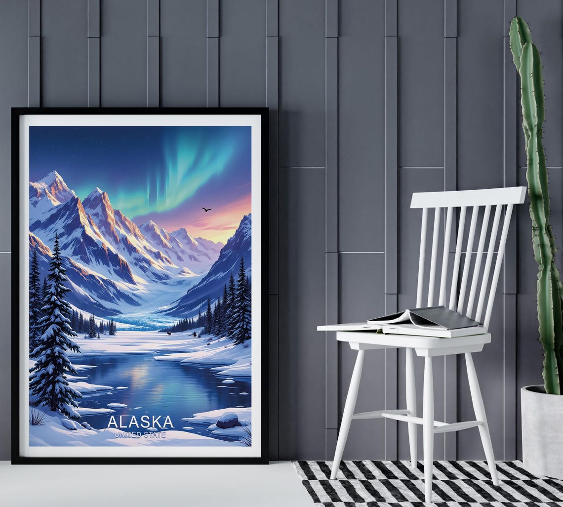 Alaska Travel Poster United States Art Wall Art Gifts Vintage Alaska Travel Poster Print Art - Image 5