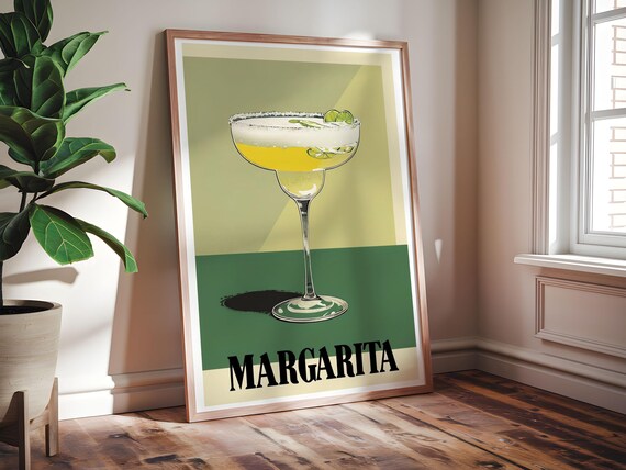 Chic Margarita Retro Cocktail Bar Lime Green Kitchen Art Print