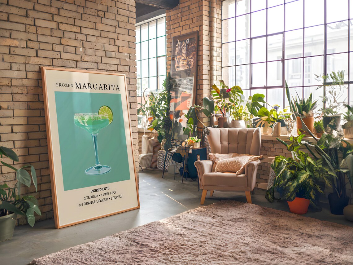 Vintage Frozen Margarita Ingredients Poster, Bar Kitchen - Image 8