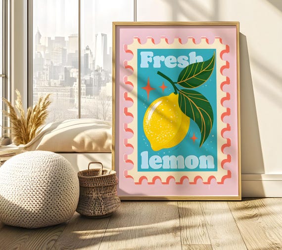 Fresh Lemon Vintage Kitchen Decor Poster