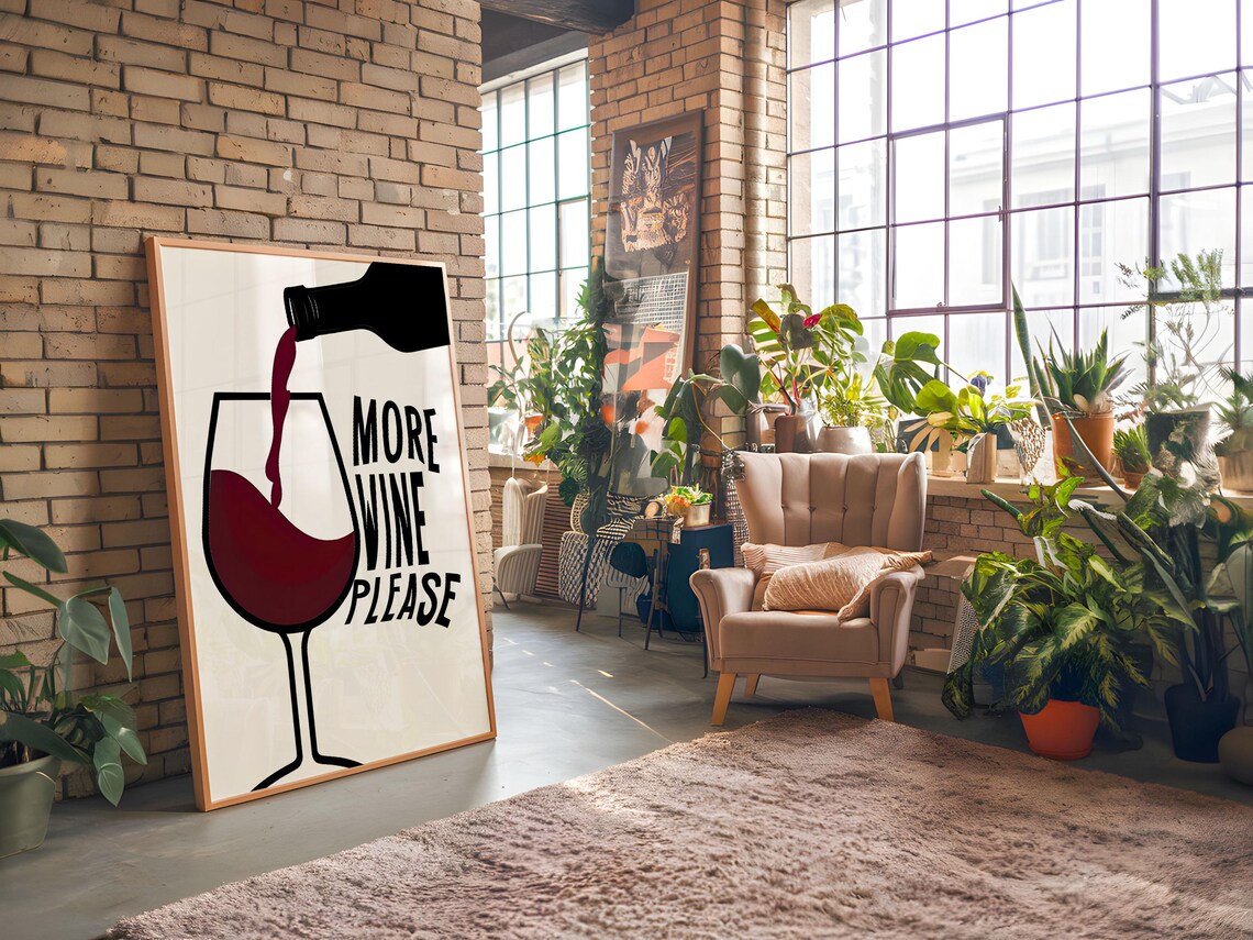 More Wine Please, Rustic Wine Lovers Art Print - Image 5