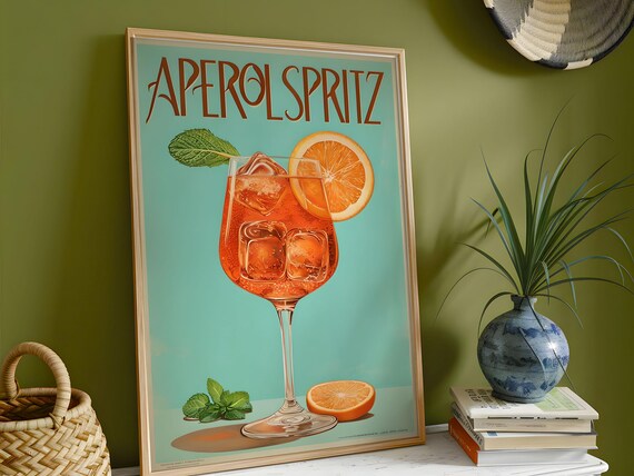 Aperol Spritz Retro Poster, Cocktail Art