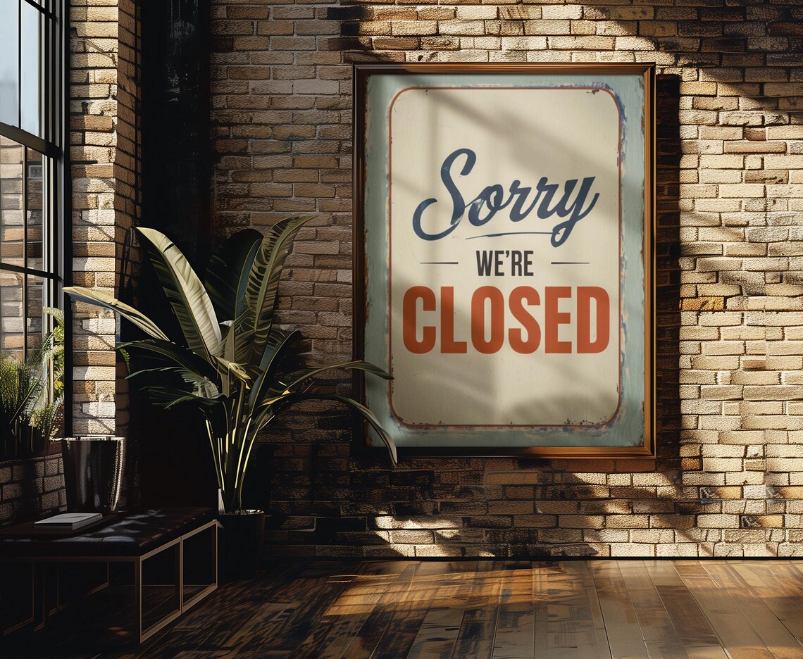 Vintage Sorry Were Closed Rustic Wooden Sign - Image 2