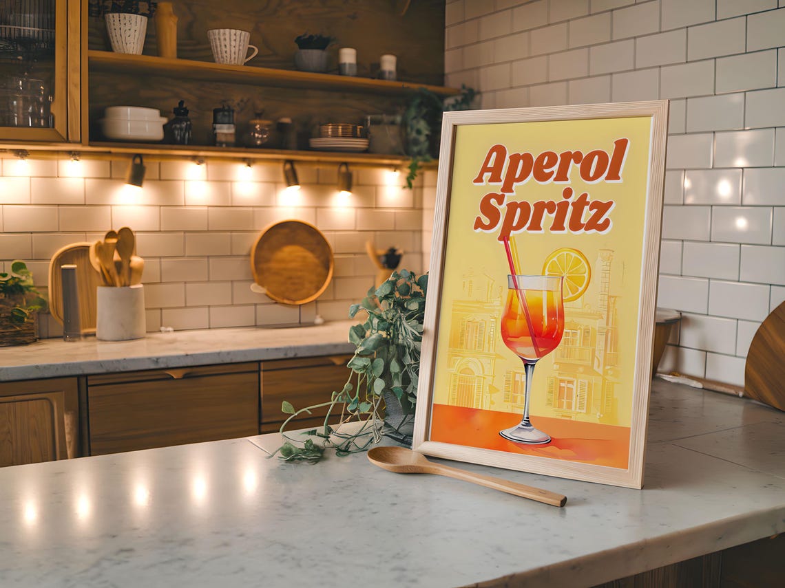 Retro Aperol Spritz Bar Decor Art Print - Image 4