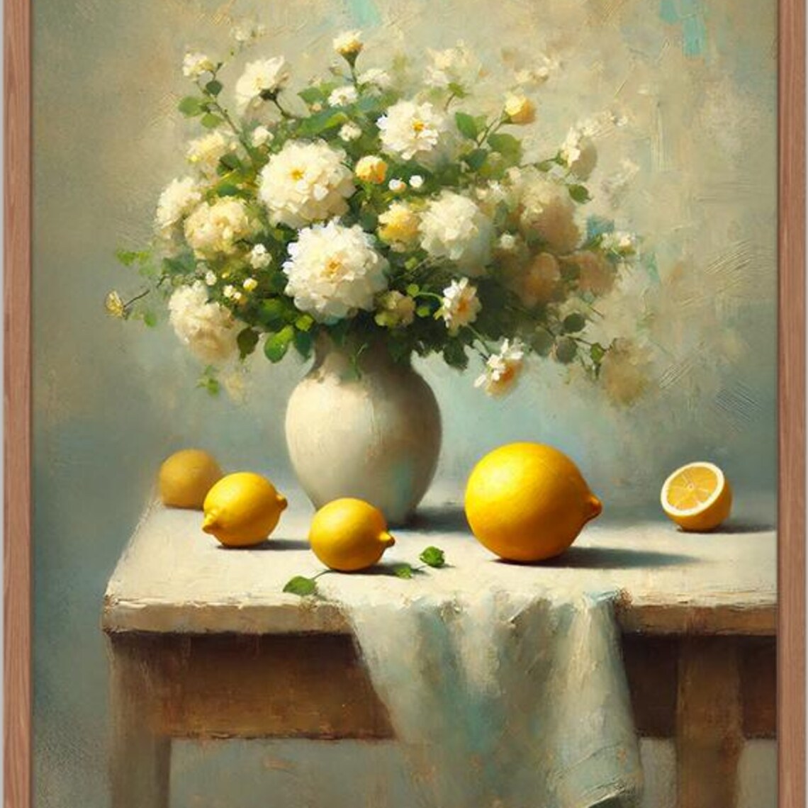 Vintage Lemon Still Life, French Country Art Print