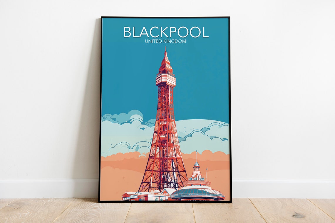 Blackpool Tower Seaside Landmark United Kingdom Vintage Travel Poster