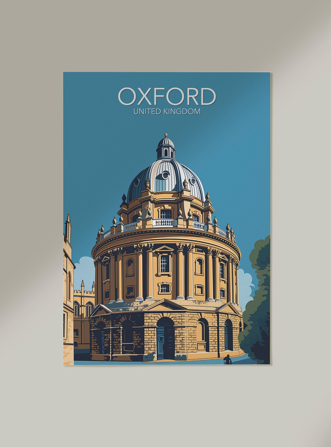 Oxford United Kingdom Radcliffe Camera Dome Vintage Travel Art Poster - Image 2