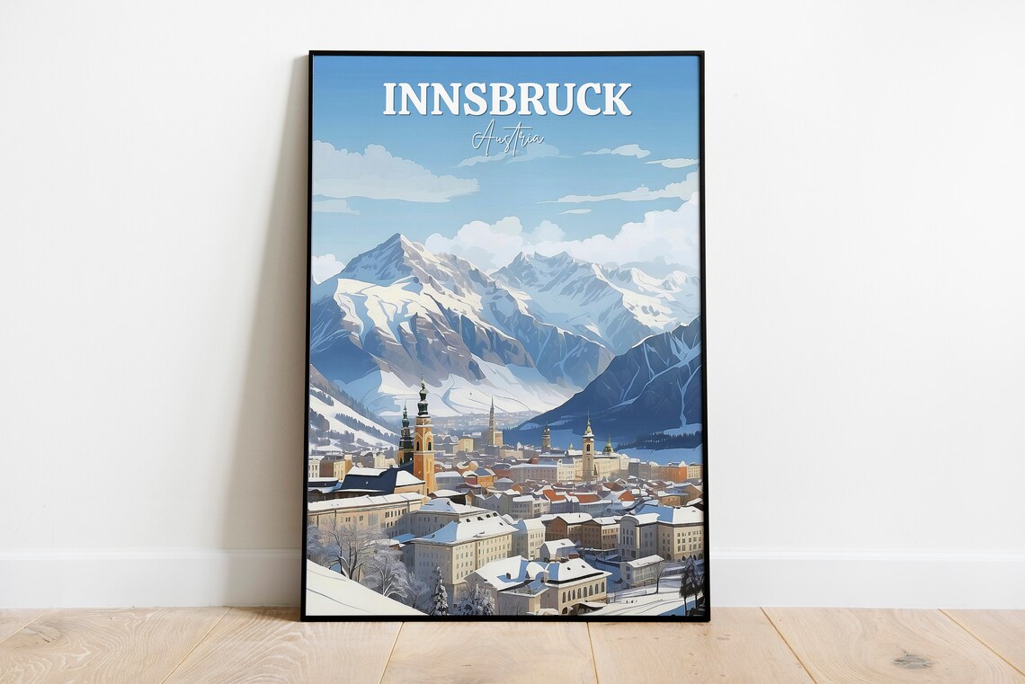 Winter In Innsbruck Art Print, Winter Travel Poster