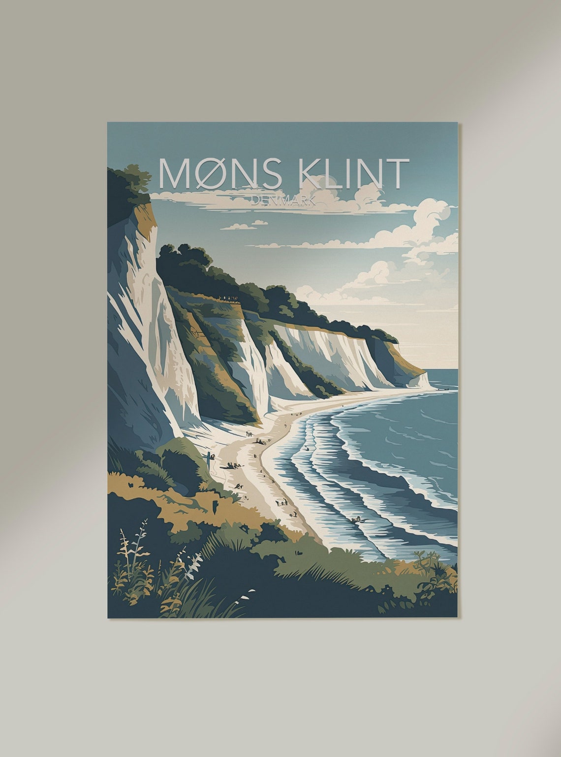 Mons Klint Denmark White Chalk Cliffs Seaside Vintage Art Poster - Image 2