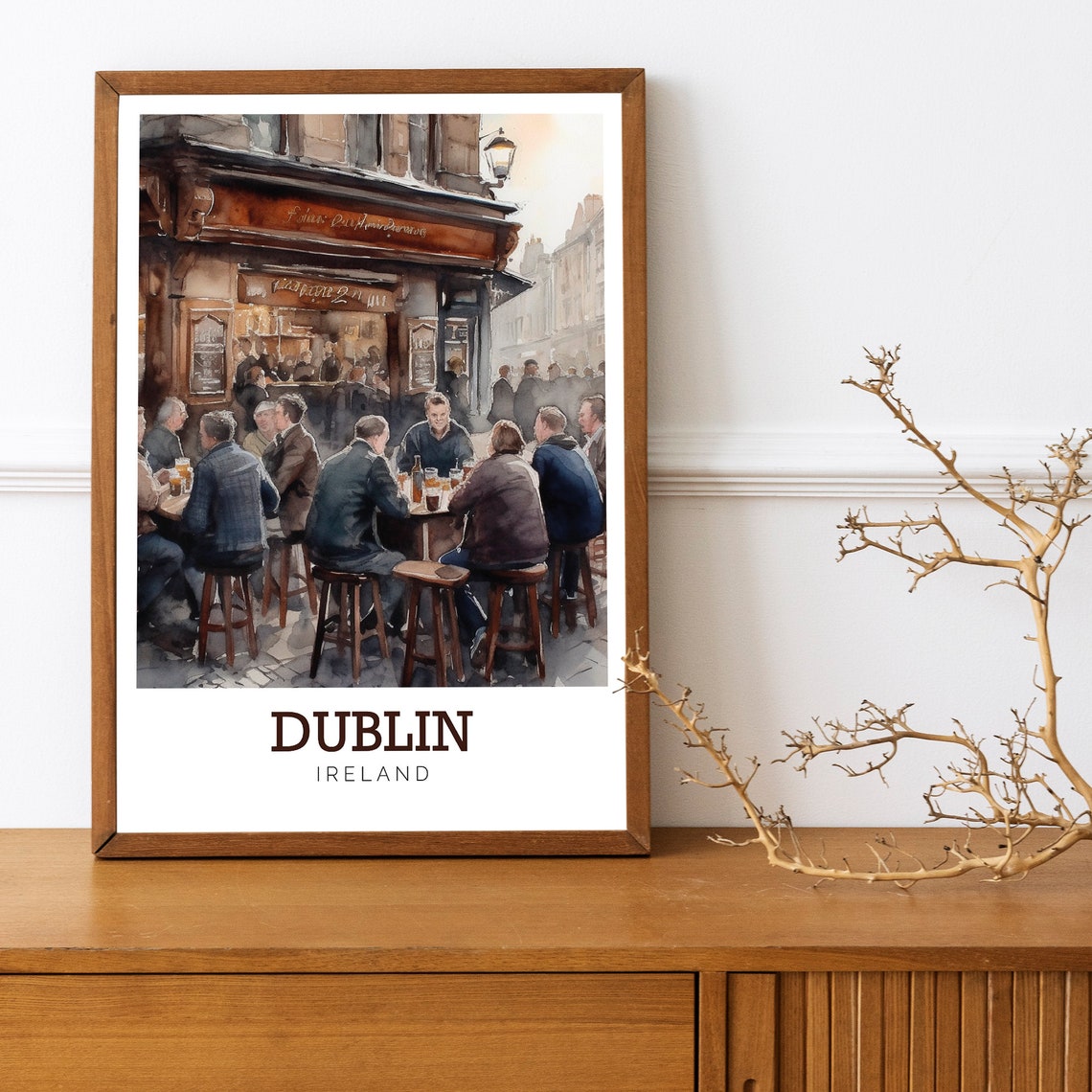 Dublin Ireland Cozy Pub Gathering Watercolor Travel Art Poster - Image 2