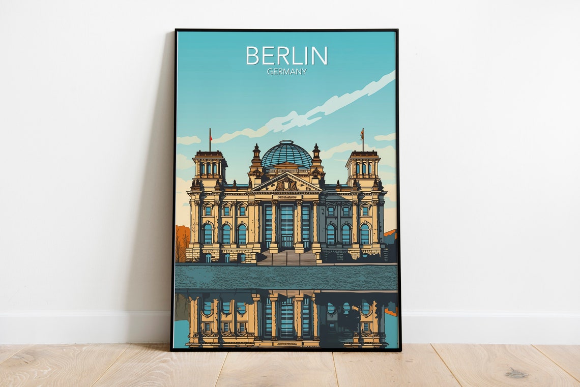Berlin Germany Reichstag Glass Dome River Reflection Art Poster