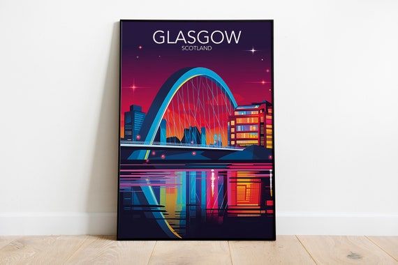 Clyde Arc Bridge Glasgow Art Print Modern Poster Print Available In Many Sizes Or