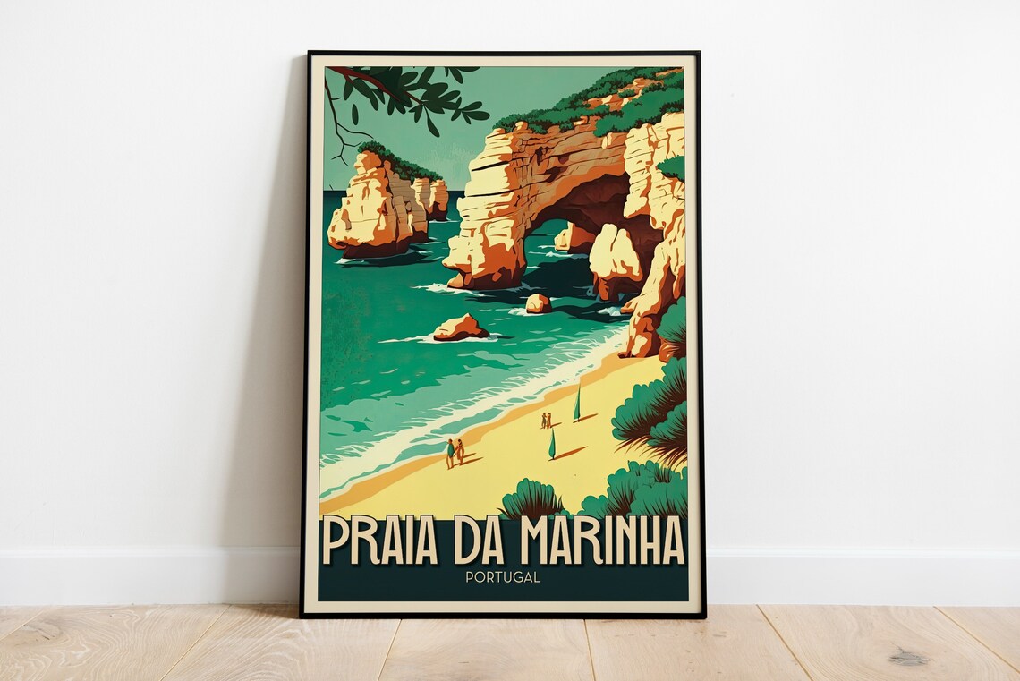 Praia Da Marinha Portugal Golden Algarve Cliffs Beach Poster