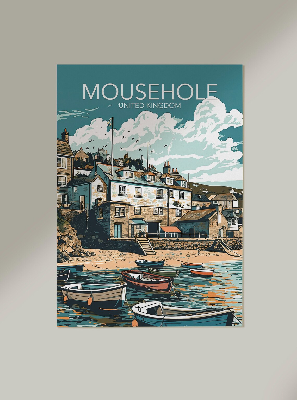 Mousehole Cornwall Modern Travel Poster Print - Image 2