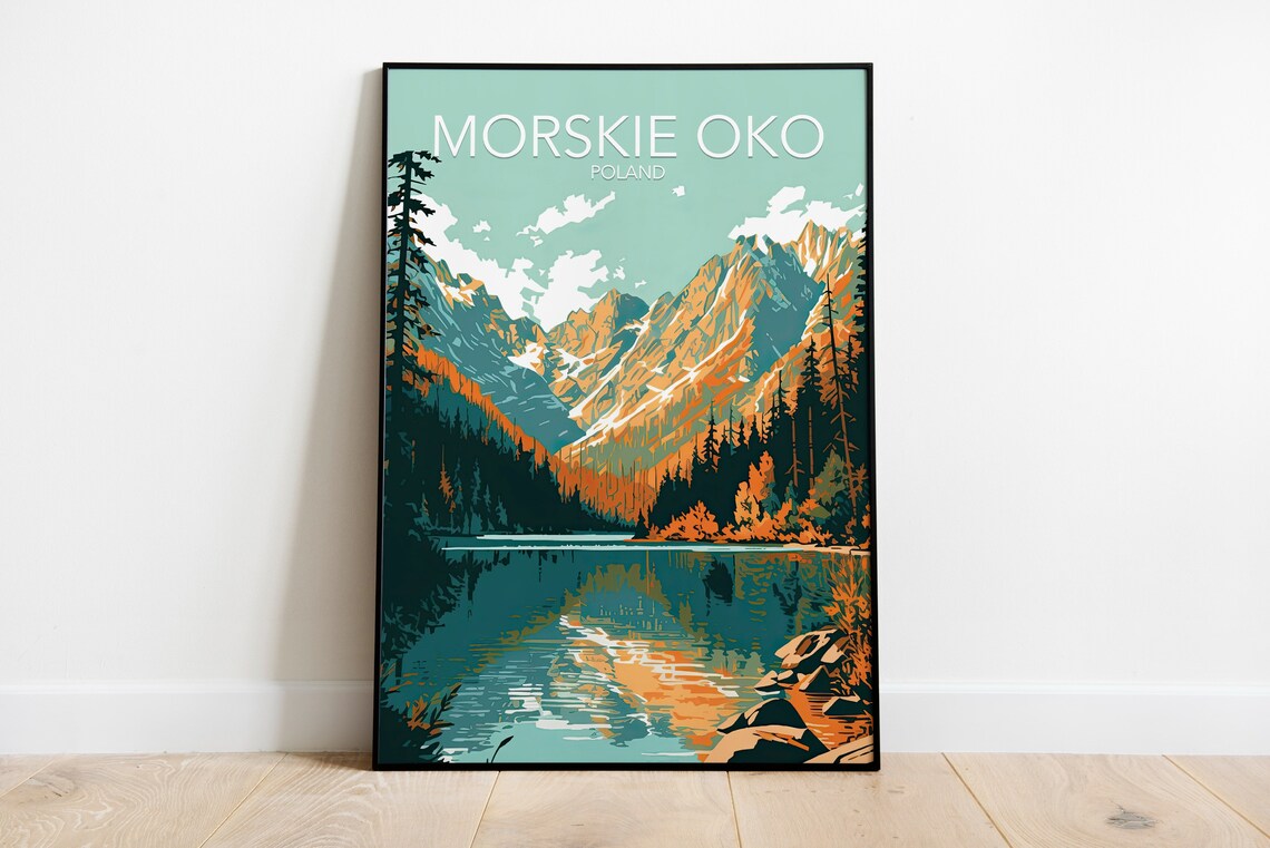 Morskie Oko Poland Alpine Lake Mountain Modern Travel Poster - Image 2