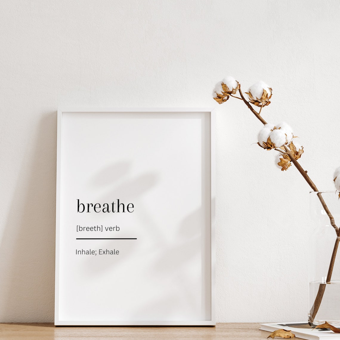 Breathe Definition Dictionary Style Minimalist Inhale Exhale Print