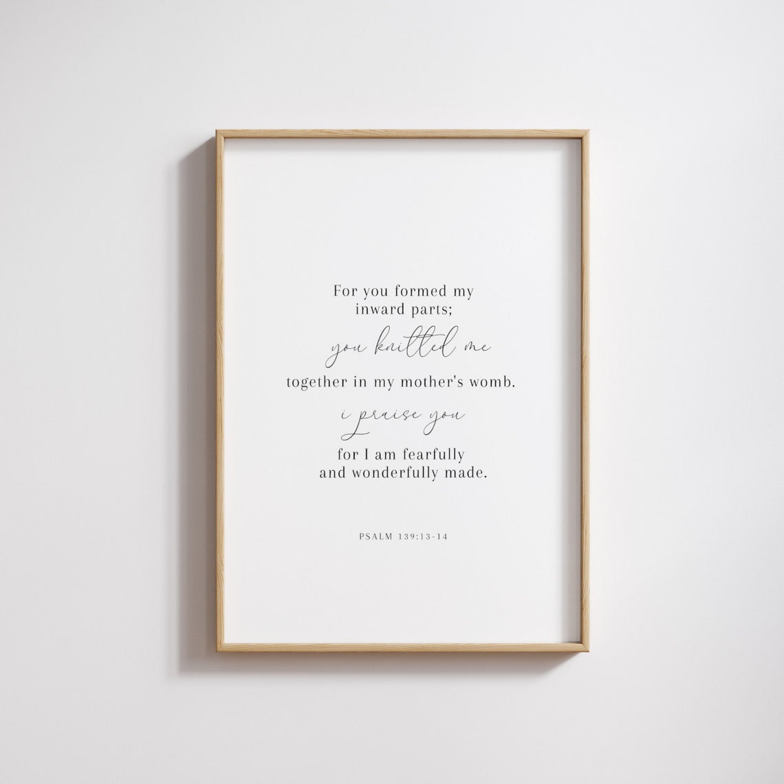 Fearfully and Wonderfully Made Psalm 139 Scripture Wall Poster