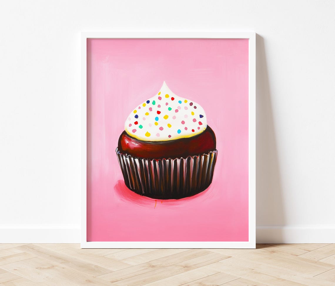 Chocolate Cupcake Wall Art Trendy Print Foodie Bakery Art Apartment Decor Room Decor Kitchen Art Decor Art - Image 3