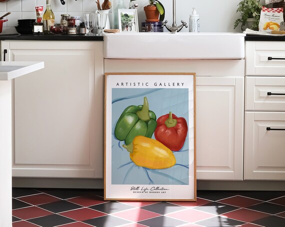 Bell Pepper Vegetable Wall Art Kitchen Wall Art Home Wall Decor Dining Room Decor Kitchen Print Still Life Poster
