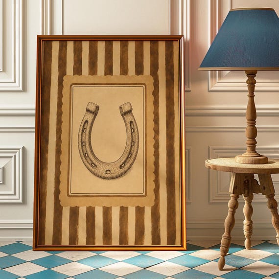 Horseshoe Poster Striped Western Farmhouse Nursery Decor