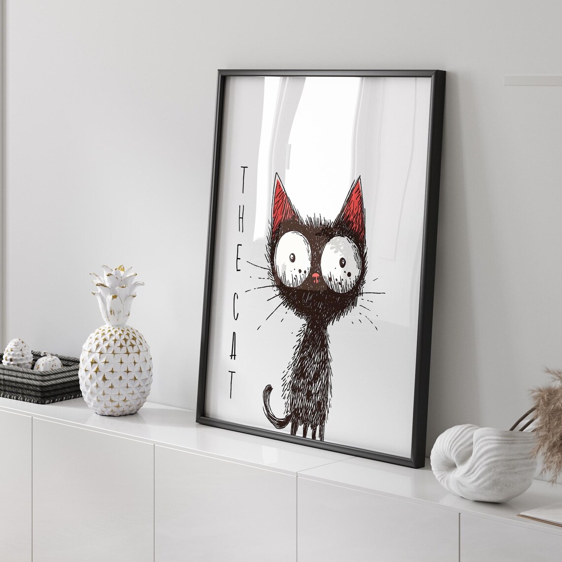 Funny Black Cat Poster Quirky Kitten Art