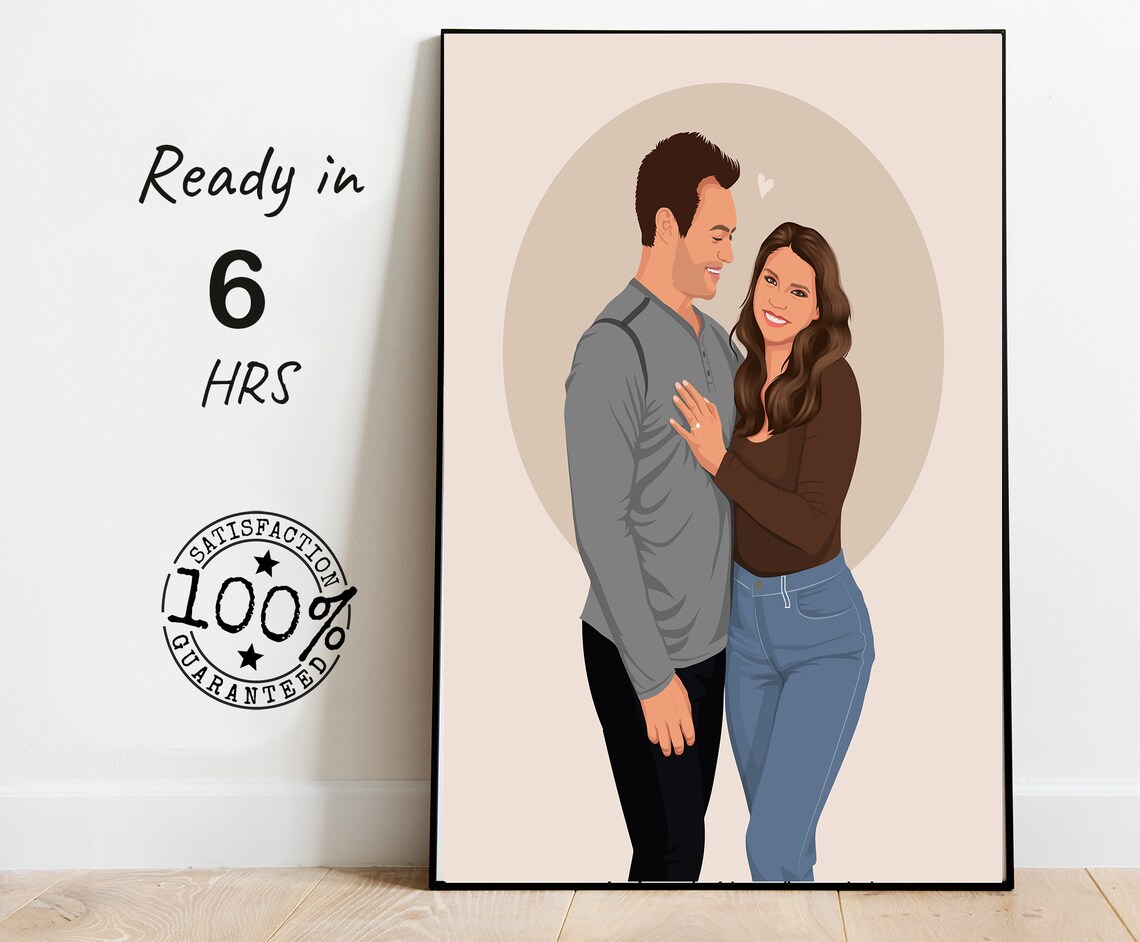Custom Faceless Couple Portrait With a Small Sweet Heart Poster