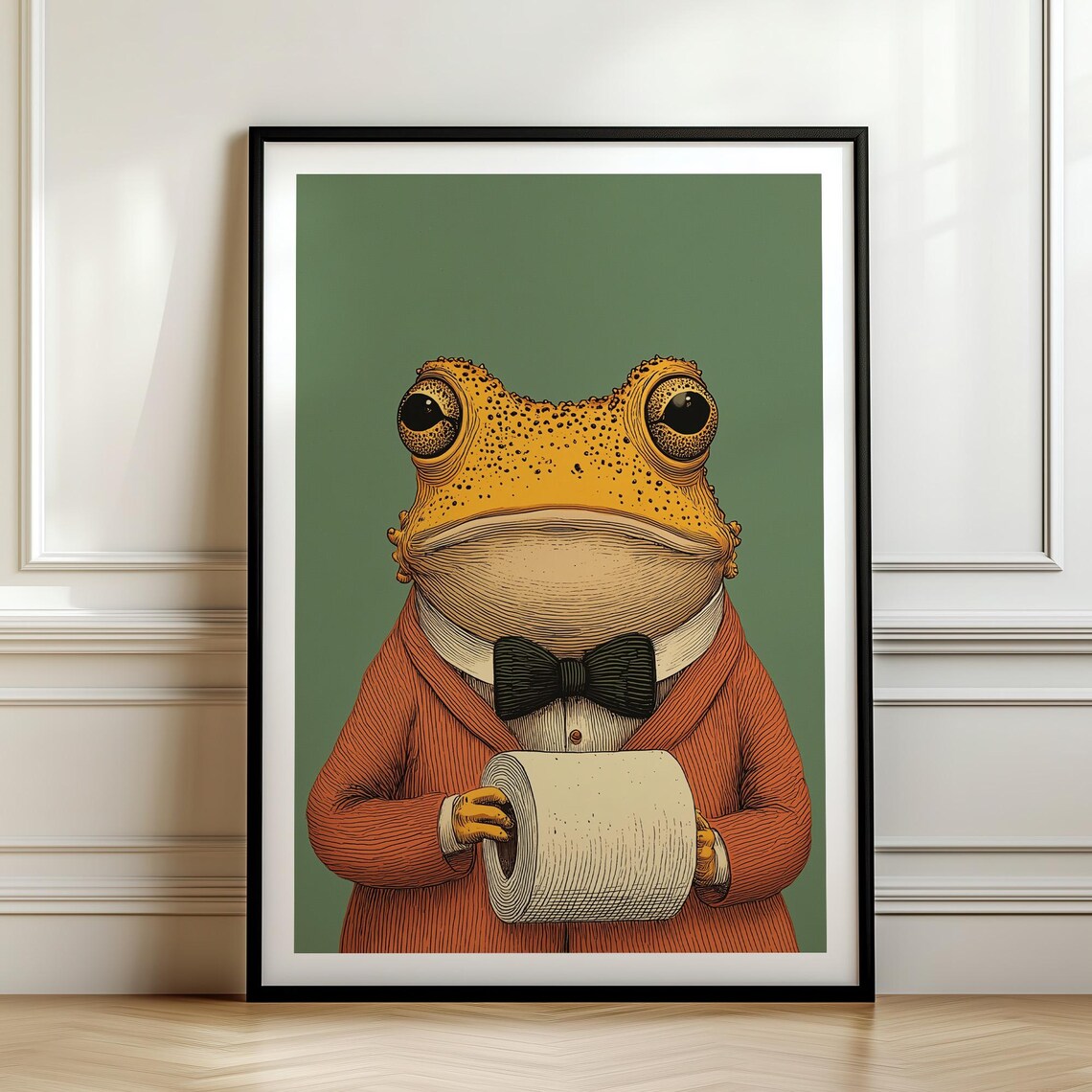 Gentleman Frog With Toilet Paper Poster Print