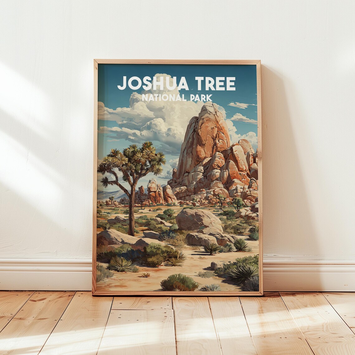 Joshua Tree National Park California Desert Rocks Vintage Travel Poster