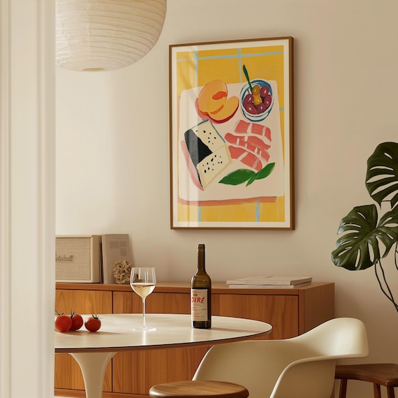 Charcuterie Board Art Print Colorful Italian Aperitivo