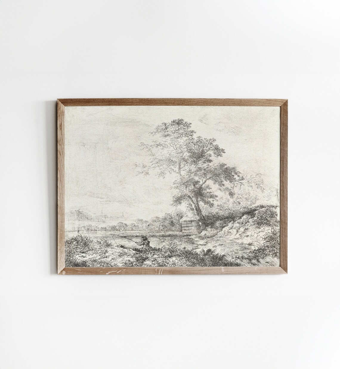 Vintage Rustic Landscape Sketch Drawing Art Print - Image 4