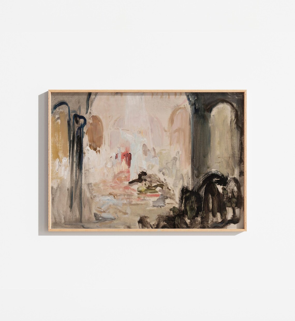 Vintage Abstract Landscape Art Print, Neutral Tones