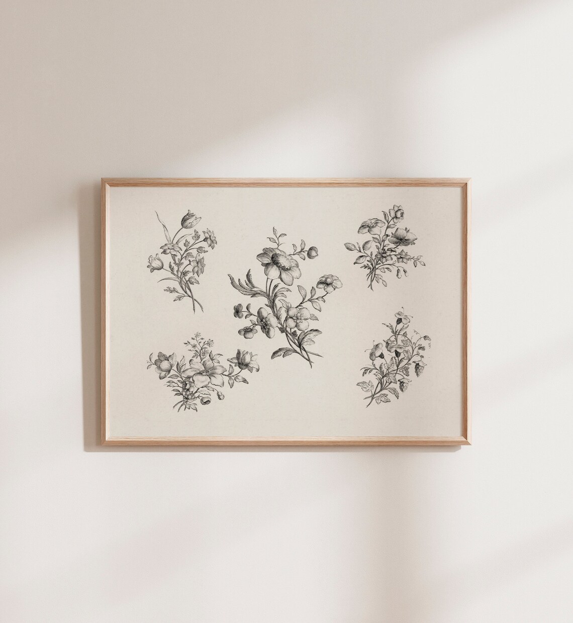 Vintage Cream French Botanical Print, Cottage Style Art - Image 2